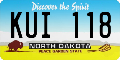 ND license plate KUI118