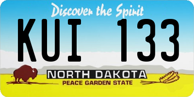 ND license plate KUI133