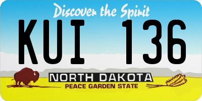 ND license plate KUI136