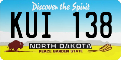 ND license plate KUI138