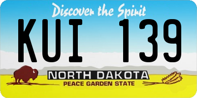 ND license plate KUI139