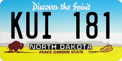 ND license plate KUI181