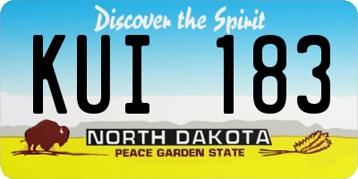 ND license plate KUI183