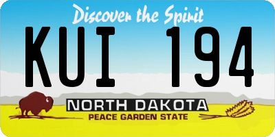 ND license plate KUI194