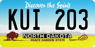 ND license plate KUI203