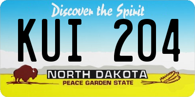 ND license plate KUI204