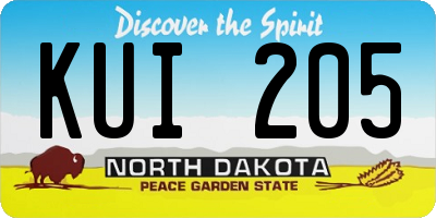 ND license plate KUI205