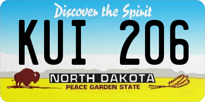 ND license plate KUI206