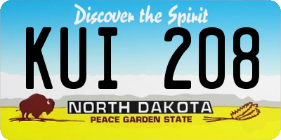 ND license plate KUI208