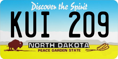 ND license plate KUI209