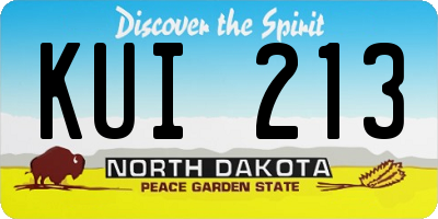ND license plate KUI213