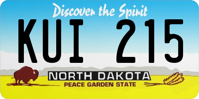 ND license plate KUI215