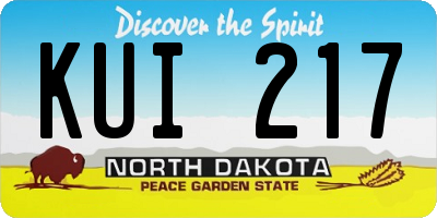 ND license plate KUI217