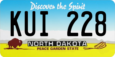 ND license plate KUI228