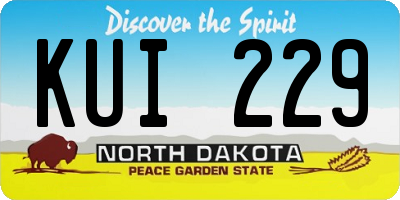 ND license plate KUI229