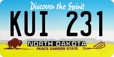 ND license plate KUI231