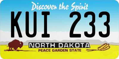 ND license plate KUI233