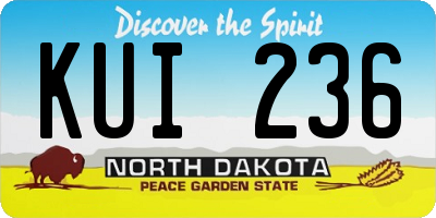 ND license plate KUI236