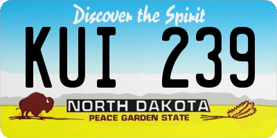 ND license plate KUI239