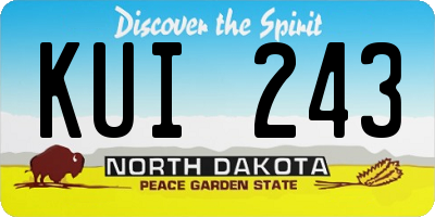 ND license plate KUI243