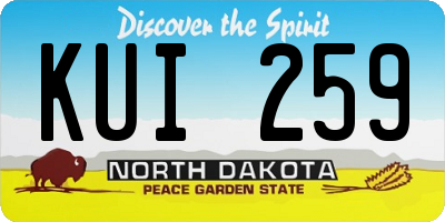 ND license plate KUI259