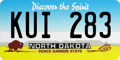 ND license plate KUI283