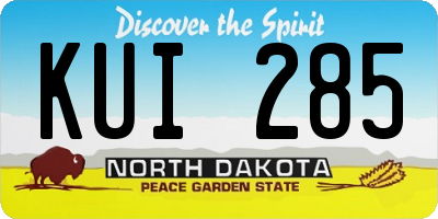 ND license plate KUI285