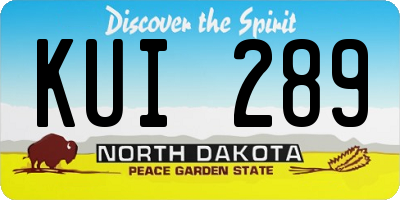 ND license plate KUI289
