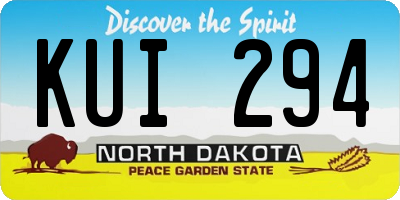 ND license plate KUI294