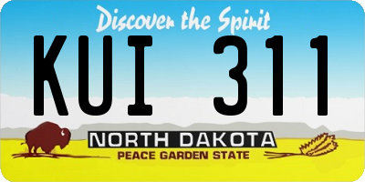 ND license plate KUI311