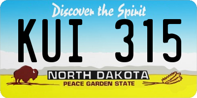 ND license plate KUI315