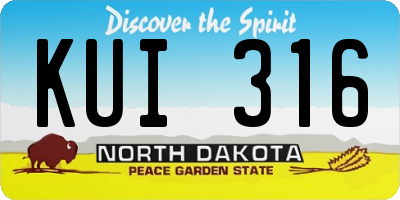 ND license plate KUI316
