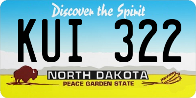 ND license plate KUI322