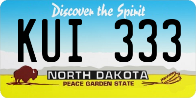 ND license plate KUI333