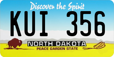 ND license plate KUI356