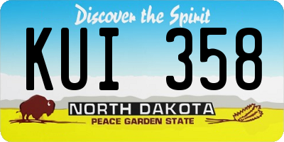 ND license plate KUI358