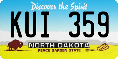 ND license plate KUI359
