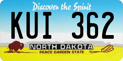 ND license plate KUI362