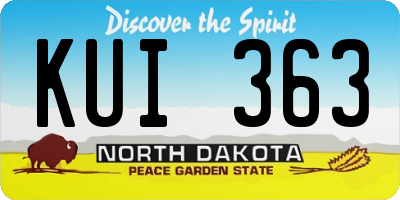 ND license plate KUI363