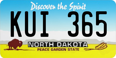 ND license plate KUI365