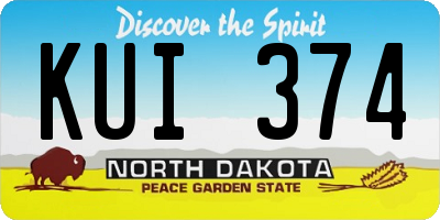 ND license plate KUI374