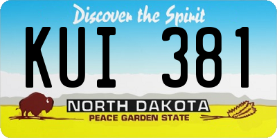 ND license plate KUI381