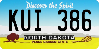 ND license plate KUI386