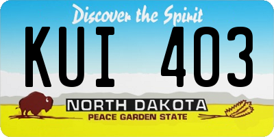 ND license plate KUI403