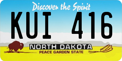 ND license plate KUI416