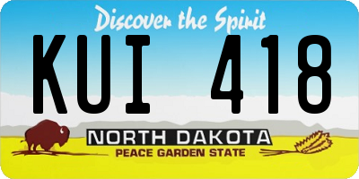 ND license plate KUI418