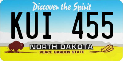 ND license plate KUI455