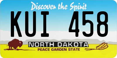 ND license plate KUI458