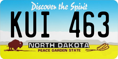 ND license plate KUI463