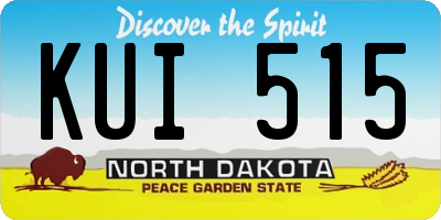 ND license plate KUI515